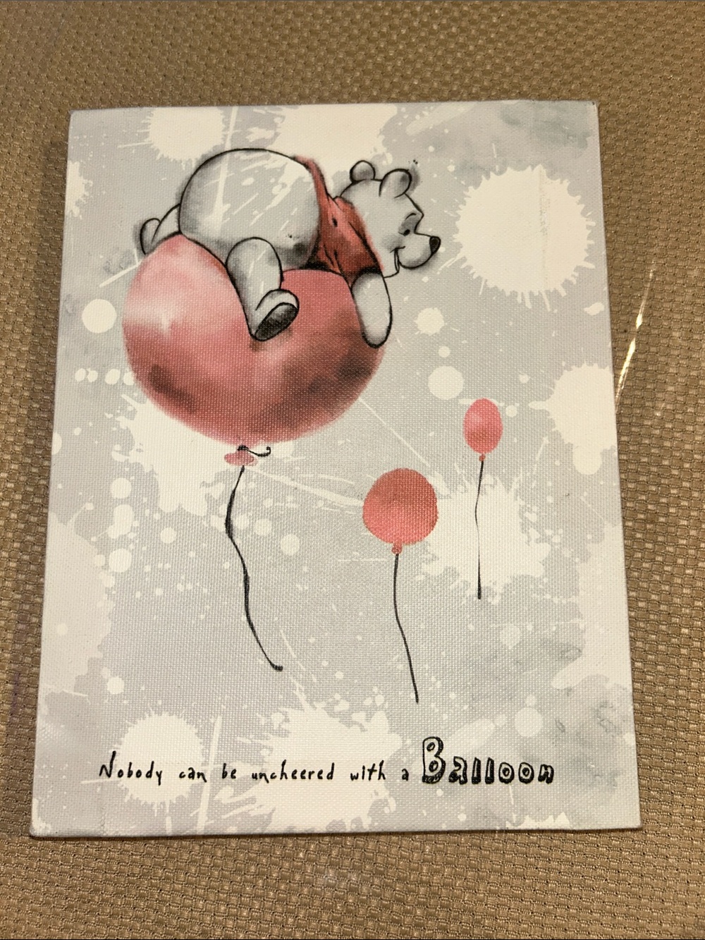 Winnie-the-Pooh Balloon Canvas Art “Nobody can be uncheered with a Balloon”